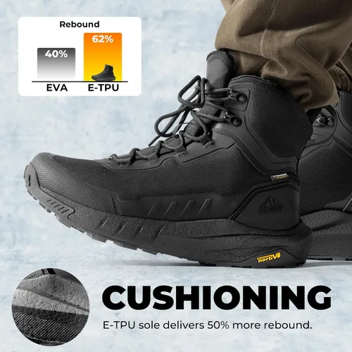 Vista 4 de NORTIV 8 Botas de senderismo tácticas impermeables para hombre Negro