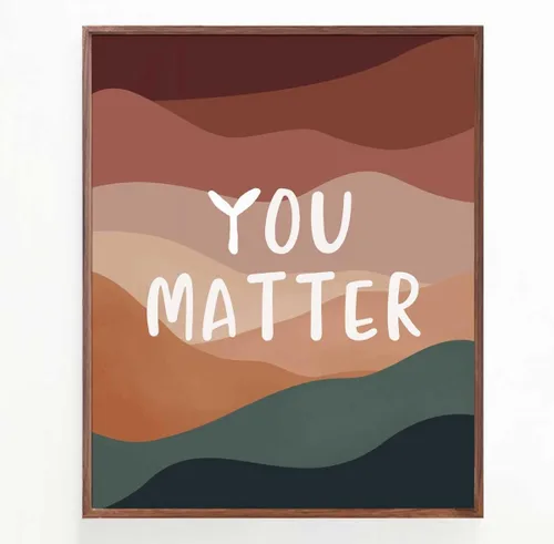 Vista 5 de You Matter, arte de pared de salud mental, decoración de oficina de terapeuta, decoración de aula de psicólogo, arte de pared de oficina