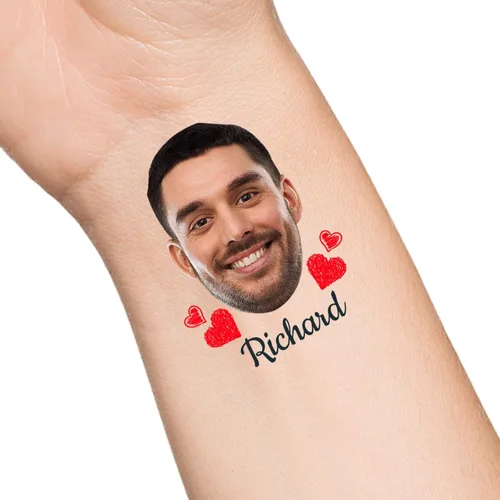 Vista 20 de Tatuajes temporales personalizados con texto de nombre, tatuaje temporal personalizado con logotipo fotográfico para adultos, parejas, mujeres