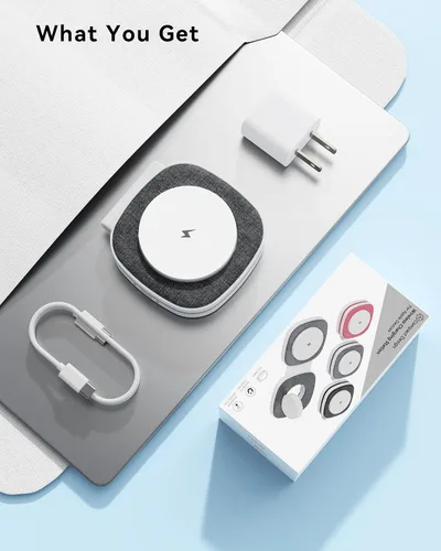 Vista 6 de Cargador inalámbrico plegable 2 en 1 Mag-Safe para iPhone 16 15 14 13 12 Series, Apple Watch Series/Ultra/SE, Airpods/Pro, cargador Magsafe portátil