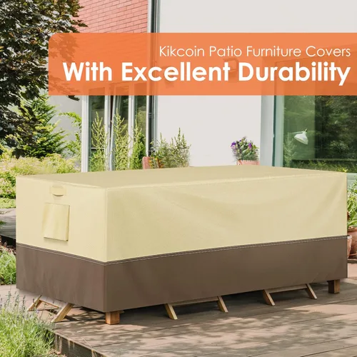 Vista 12 de Fundas impermeables para muebles de patio para mesa de comedor y sillas, funda rectangular para juego de muebles de exterior, antidecoloración