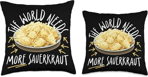 Vista 3 de The World Needs More Sauerkraut Almohada de chucrut, 16 x 16, multicolor