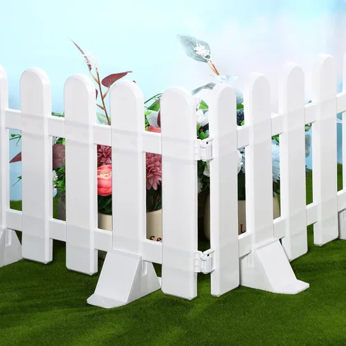 Vista 5 de 2 piezas de plástico blanco borde de valla de jardín con base de cabeza redonda para macizos de flores y decoración de interiores