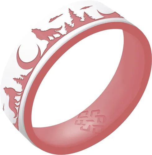 Vista 5 de Knot Theory Anillo de silicona Wolf para mujer, azul bebé, cielo azul, champán, arco iris, lavanda, blanco oro rosa de doble capa, transpirable Lobo