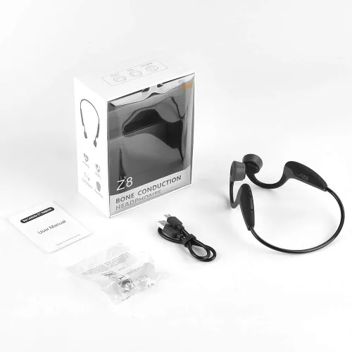 Vista 4 de Auriculares de conducción ósea Bluetooth 5.0 de oído abierto inalámbrico de titanio HiFi estéreo con micrófono a prueba de sudor Auriculares