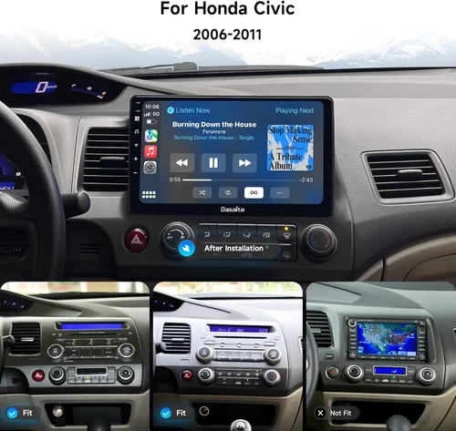 Vista 2 de Dasaita Android 13 - Actualización estéreo de coche para Honda Civic 2006-2011 con Carplay inalámbrico y Android Auto y protector de pantalla, radio
