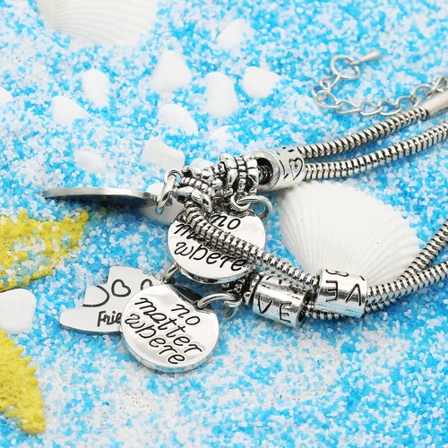 Vista 6 de lauhonmin BBF Best Friends No Matter Where Compass - Juego de 2 pulseras dobles con corazón roto, regalo de amistad