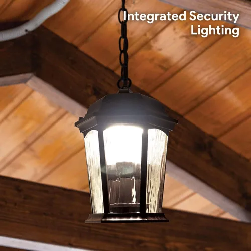 Vista 7 de Euri Lighting EHL-130W-MD, linterna colgante de llama parpadeante, vidrio de agua, con luz de seguridad integrada (3000 K), función seleccionable