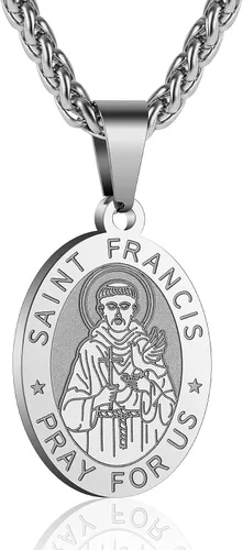 Vista 132 de P. BLAKE Collar ovalado de San Cristóbal, Miguel, José, Jude/Virgen María/José/Francisco/Patrick/Anthony/Benedict/Thomas para hombres y mujeres