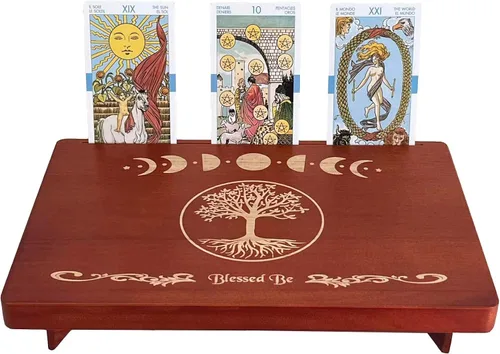 Vista 8 de Mesa de altar, mesa de meditación, mesa de altar pequeña, altar de bruja de madera, mesa de altar wiccana, santuario budista, pentáculo de bruja