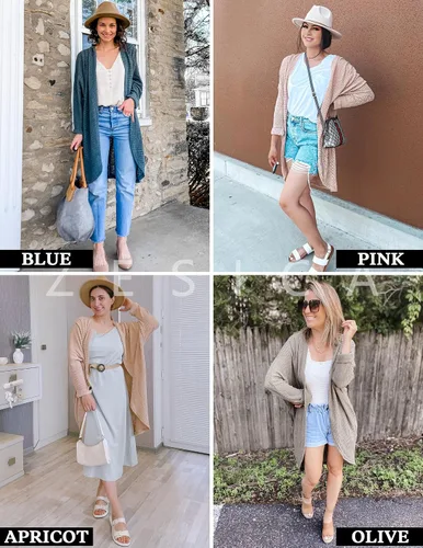 Vista 6 de ZESICA Women's 2024 Fall Casual Waffle Knit Solid Color Long Batwing Sleeve Oversized Open Front Sweater Cardigan Coat