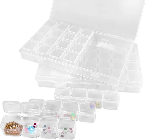Vista 10 de Guyuyii Organizador de cuentas apilable de 3 niveles con divisores ajustables y asa, estuche de almacenamiento portátil para manualidades, costura
