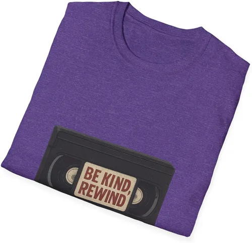 Vista 4 de Be Kind Rewind VHS Tape T-Shirt Retro 80s 90s Nostalgia Heather Purple
