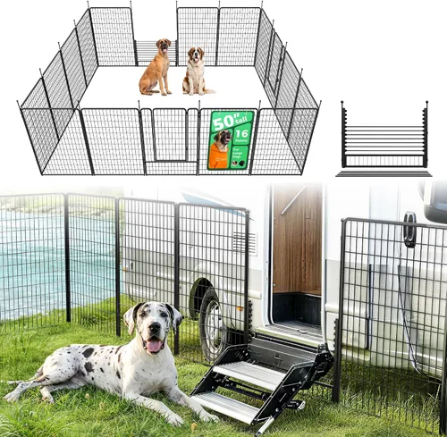 Vista 63 de FXW Rollick - Corralito para perros para patio, campamento con casa rodante, patentado, 24 pulgadas, 2 paneles Fácil instalación, resistente