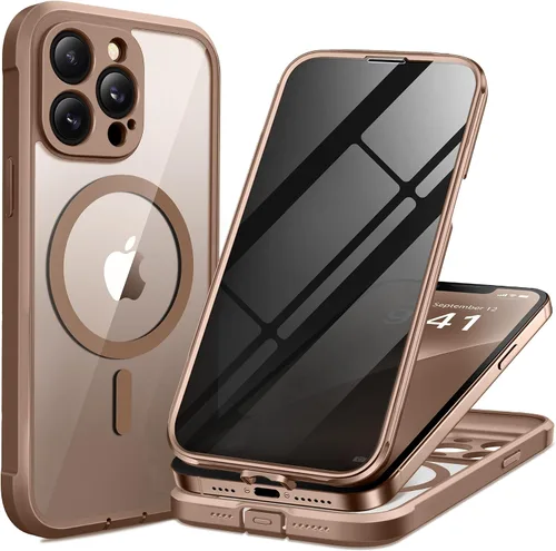 Vista 99 de BERFY Funda para iPhone 17 Pro Max, compatible con MagSafe, protector de pantalla de vidrio integrado, protección de cámara, funda de cuerpo