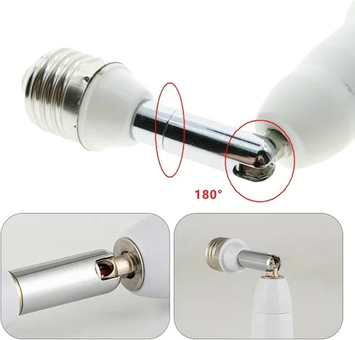 Vista 7 de Adaptador extensor de enchufe de bombilla E26/E27, accesorio de luz flexible de 180 grados E26/E27 a E26/E27 Base ajustable E26/E27 Extensor
