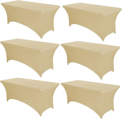 Vista 36 de PTC21B - Juego de 6 manteles elásticos de 6 pies, color negro, rectangular, ajustable, lavable, de elastano, para fiestas, bodas, cócteles