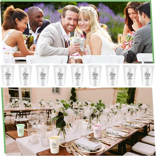 Vista 6 de Nuenen 100 vasos de plástico desechables de 16 onzas a granel, taza de recepción de boda transparente para despedida de soltera, aniversario