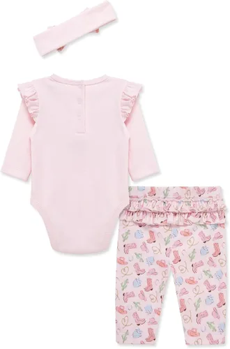 Vista 34 de Little Me Conjunto de 3 piezas para bebé, 100% algodón, body con diadema y pantalón a juego, de 3 meses a 24 meses