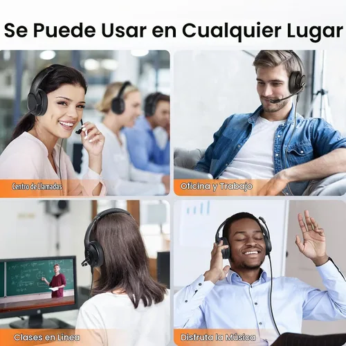 Vista 8 de EKSA Auriculares con micrófono para laptop, auriculares con cable para computadora con controles de volumen y silencio de micrófono, auriculares