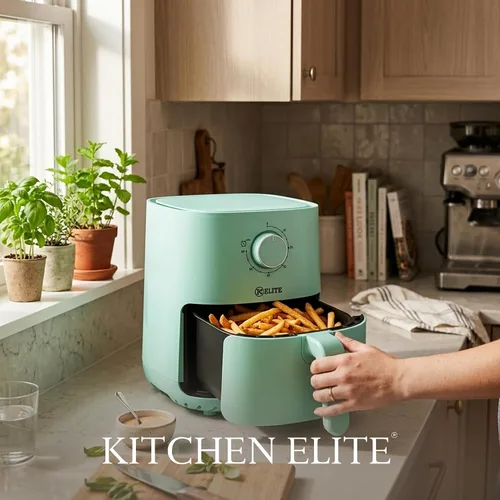 Vista 8 de Kitchen Elite Freidora de aire mecánica con controles manuales de perilla Azul