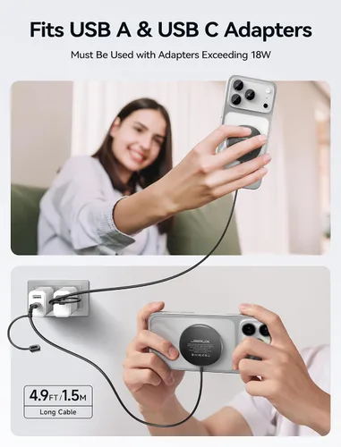 Vista 3 de JSAUX Cargador inalámbrico magnético compatible con cargador MagSafe / iPhone 16/16 Pro/16 Plus/16 Pro Max/iPhone 15 Pro Max Plus/iPhone 14 13 12
