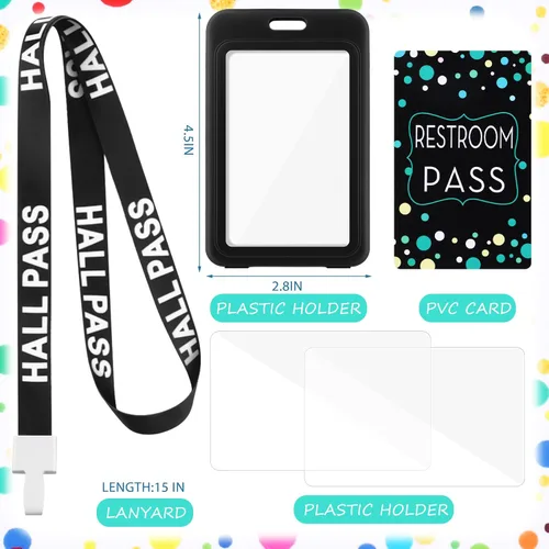 Vista 2 de Tatuo Juego de 16 cordones para pases de pasillo, pases de tarjeta, pases verticales para baño, baño, regalo irrompible para profesores, enfermeras