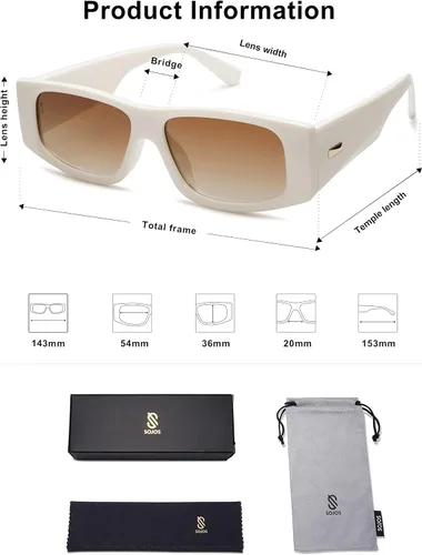 Vista 51 de SOJOS Gafas de sol polarizadas rectangulares Y2K de moda para mujeres y hombres, gafas de sol rave de diseñador de moda SJ2228