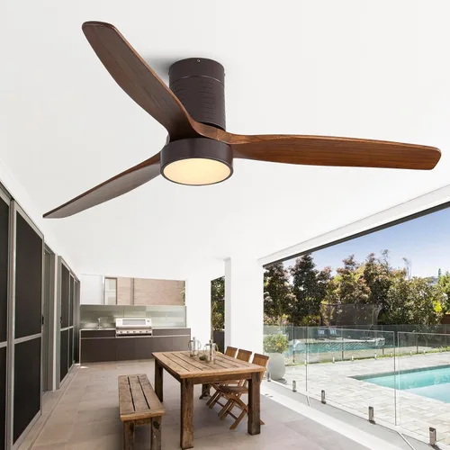 Vista 13 de Sofucor - Ventiladores de techo de 52 pulgadas con luces, ventilador de techo de madera sólida para interiores/exteriores con control remoto, motor