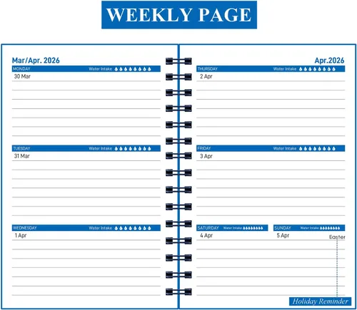 Vista 4 de Agenda diaria 2026-2027, agenda semanal y mensual 2026-2027, año académico, planificador calendario enero 2026-junio 2027, 8.2 x 5.5 pulgadas, 18