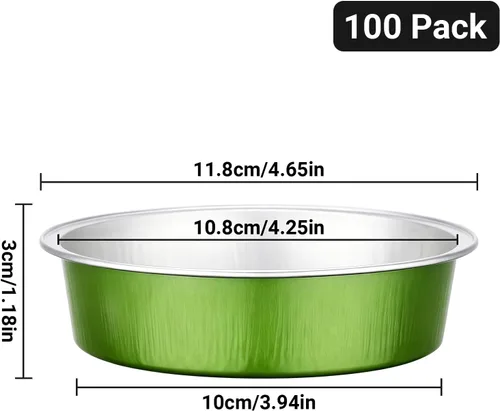 Vista 2 de Beasea Paquete de 100 moldes desechables para hornear de 4 pulgadas, 7.3 onzas, 7.3 fl oz / 215ml, papel de aluminio, mini ramequín sin tapas