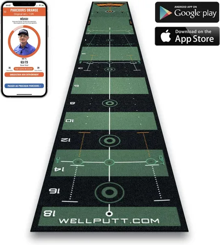 Vista 2 de WELLPUTT - Alfombrilla de entrenamiento de golf para putting - 13 pies verde