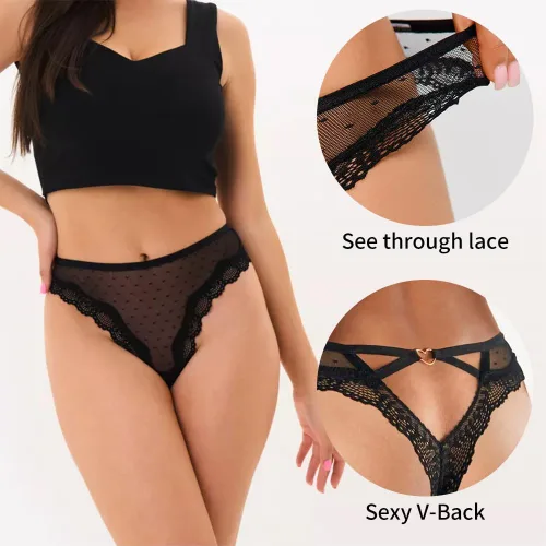 Vista 3 de Women's Lace Thongs T Back Sexy Lingerie Underwear Mesh Panties Bridal Floral Hollowed Tangas