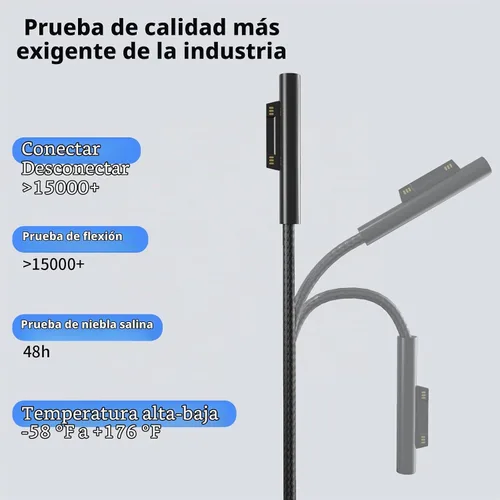 Vista 6 de PD100W USB-C Cable Cargador Compatible con Surface Pro Laptop Microsoft Surface Pro 10/9/8/7+/7/6/5/4/3/X Windows Surface Laptop 6/5/4/3/2/1 Surface