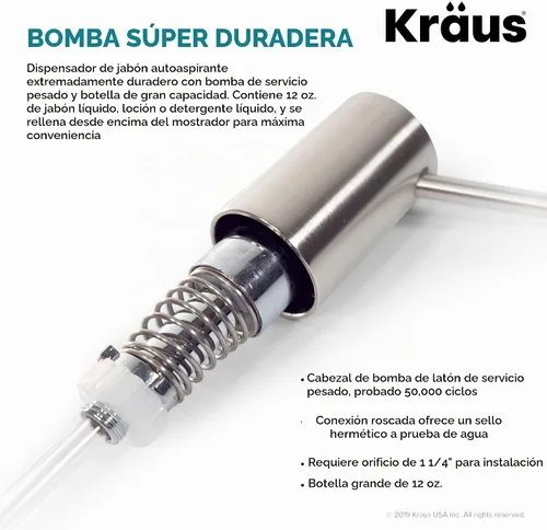 Vista 4 de KRAUS Dispensador de jabón y loción de cocina en negro mate, KSD-41MB
