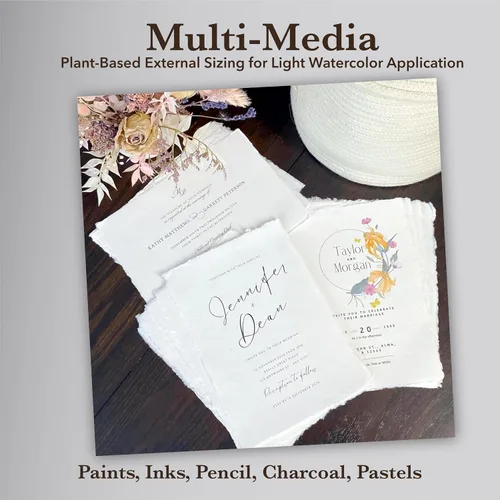 Vista 5 de Wanderings A4 Handmade Deckle Edge Paper (50 Sheets) + 50 White Envelopes (6x9) Bundle