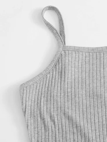 Vista 4 de Milumia Vestido ajustado para mujer, sin mangas, con tirantes delgados, de punto acanalado, vestido de camisola