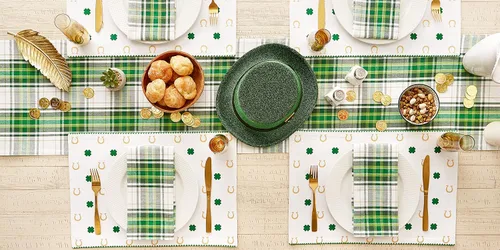Vista 6 de DII Juego de manteles individuales reversibles de la colección del Día de San Patricio, 13 x 19, herradura de trébol, 4 piezas