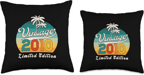 Vista 3 de Vintage 2010 Birthday Gift for Men Women 16 Years Retro Palm Throw Pillow