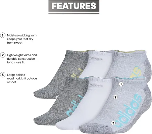 Vista 2 de adidas Calcetines Superlite Linear 3.0 para mujer (6 pares)