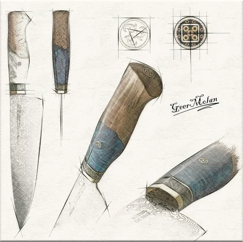 Vista 6 de Cuchillo de chef de 8 pulgadas, cuchillo de cocina profesional para chefs - AUS-10 japonés AUS-10 de 67 capas de acero de damasco - Mango de resina