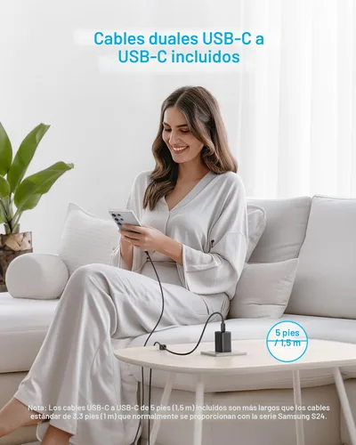 Vista 5 de Anker Bloque de cargador USB C de 45 W, paquete de 2 cargadores tipo C de Negro