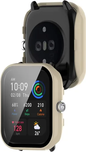 Vista 7 de Paquete de 2 protectores de pantalla compatibles con Amazfit GTS 4 Mini, pantalla de vidrio templado + fundas protectoras de policarbonato mate