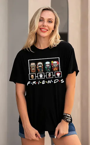 Vista 3 de Camisetas de Halloween para fanáticos de la película de terror, camiseta gráfica de Jason, divertidas amigas, escuadrón Michael Myers, camisetas