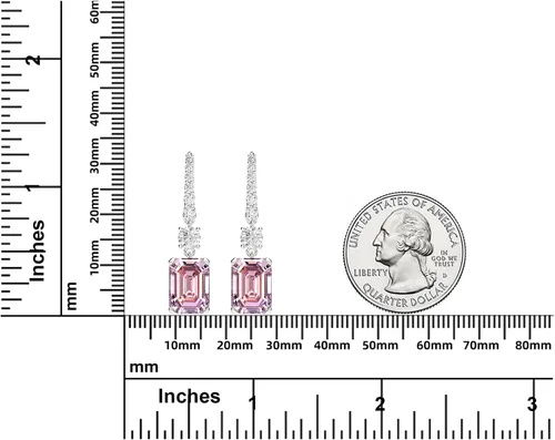 Vista 7 de Aretes colgantes de plata de ley para mujer, aretes colgantes hipoalergénicos chapados en oro blanco con diamantes cultivados en laboratorio