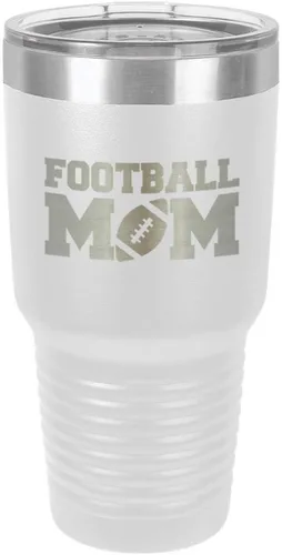 Vista 23 de FOOTBALL MOM - Vaso negro de 30 onzas con popote y tapa superior deslizante Taza de viaje de acero inoxidable Comparar con Yeti Rambler
