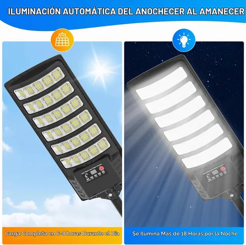 Vista 3 de Farolas solares impermeables para exteriores, luz de inundación gran angular de 320°, luz LED de estacionamiento solar con sensor de movimiento