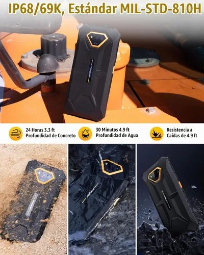 Vista 7 de Ulefone Armor X13 - Teléfonos celulares resistentes Android 15, cámaras de 50MP+24MP+8MP desbloqueado, 12+64GB de almacenamiento, pantalla de 6.52