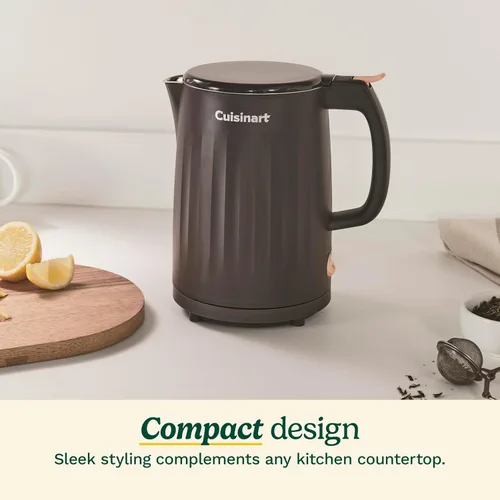 Vista 5 de Cuisinart Soho - Hervidor eléctrico de agua caliente de doble pared de 1 litro, hervidor de té con interior de acero inoxidable, operación de un