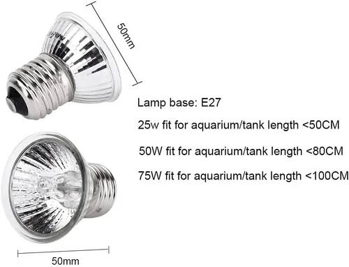 Vista 5 de Bombilla de reptil UVA UVB de 50 W, luz solar de espectro completo, lámpara solar de espectro completo, accesorios para tanque de tortuga